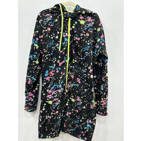 NEW Chubbies Mens The Brunch Wrap Supreme Black Neon Splatter Fleece Onesie Sz L - Picture 2 of 11